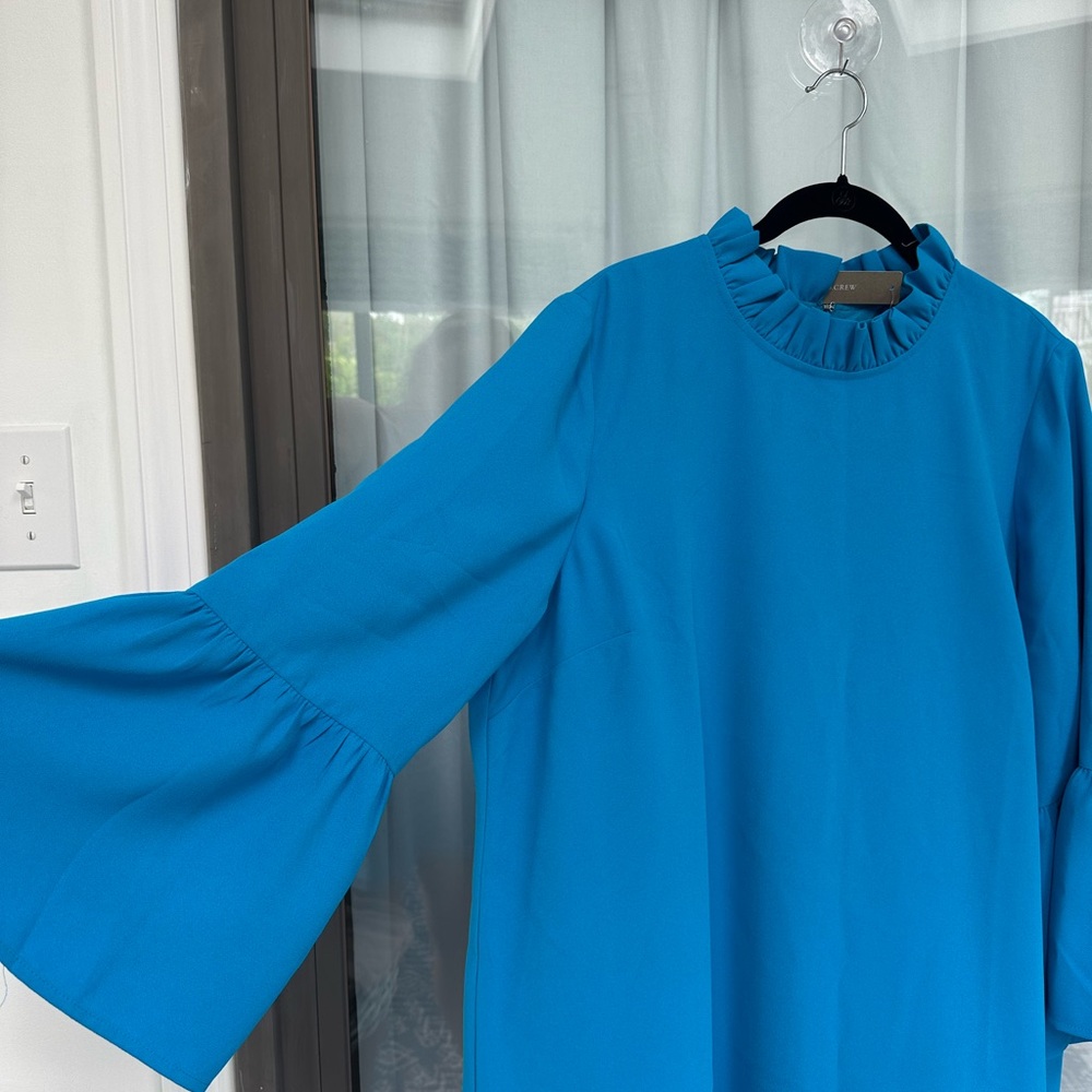 NWT J. Crew Blue Bell Sleeve Mock Neck Dress